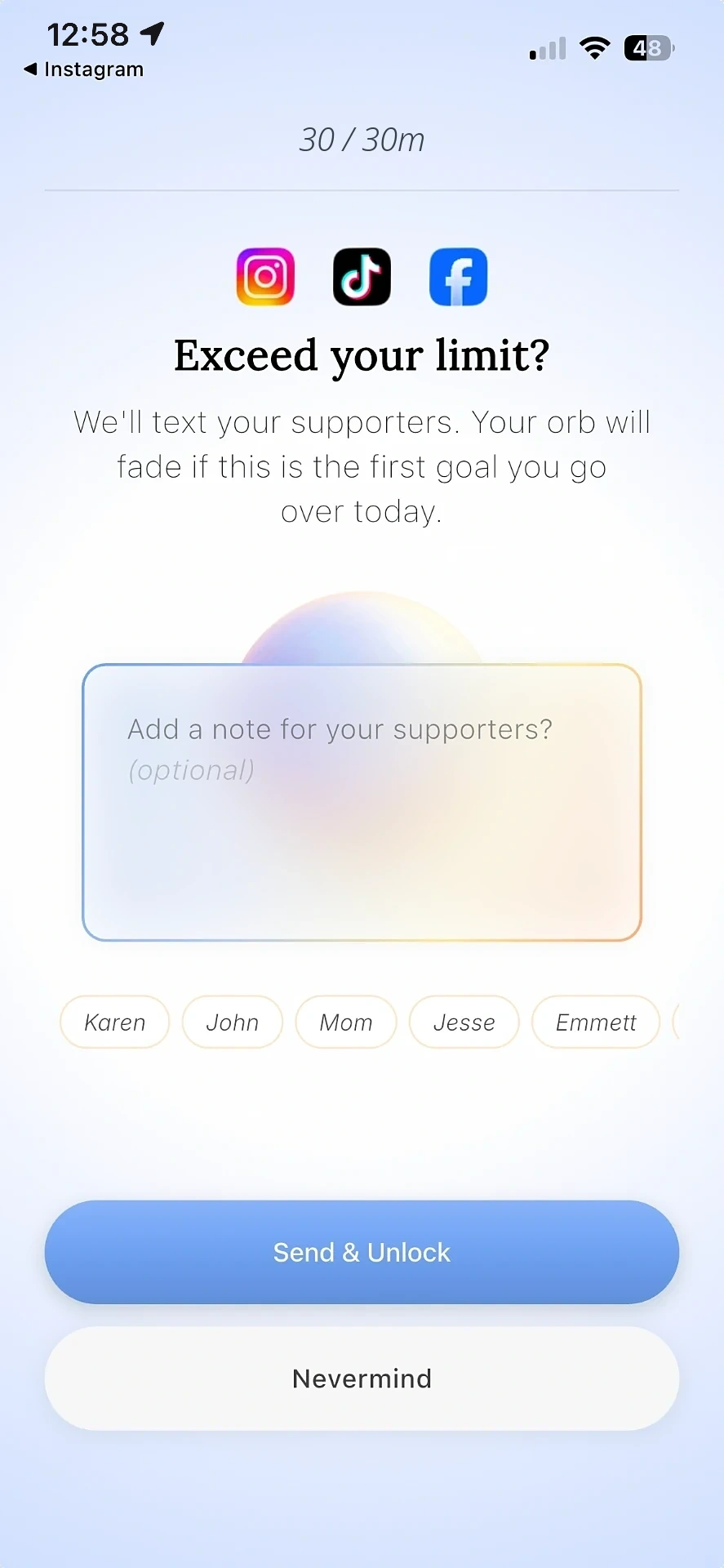 Supporter check ins