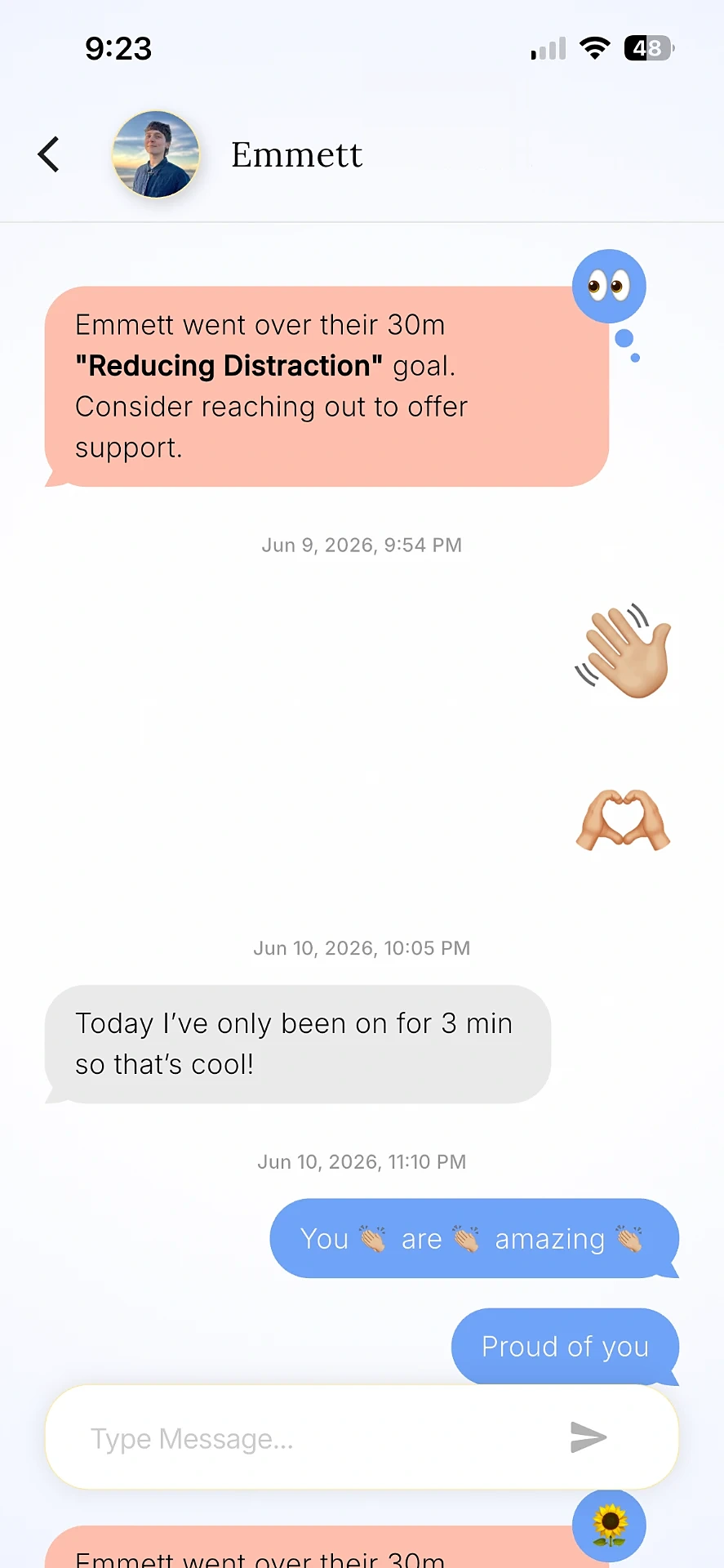 Soberphone chat with a supporter