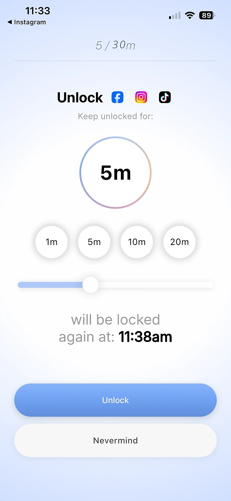 Unlock timer